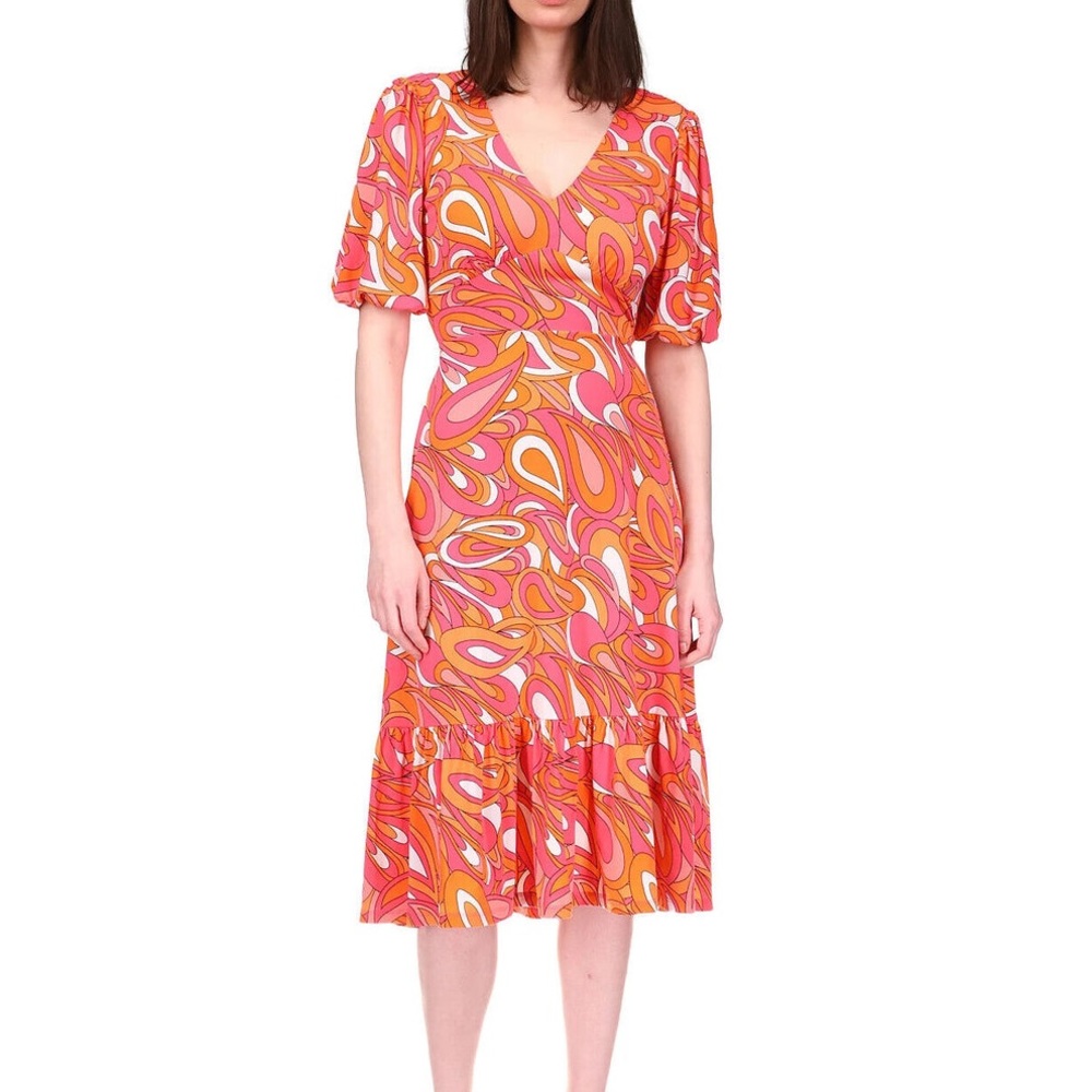 Michael Michael Kors Tie-Back Puff-Sleeve Dress - Large